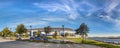 Panoramic view of the Aker Stadion, a football stadium at the port of Molde, Norway