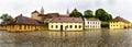 Panoramic view of Akershus Fortress in rainy day. Oslo. Norway. Royalty Free Stock Photo