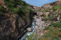 Panoramic view of Aksu River canyon in Kazakhstan in spring Royalty Free Stock Photo