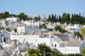 Panoramic view of Alberobello with trulli roofs and terraces, Apulia region, Southern Italy