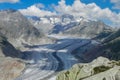 Panoramic View of the Aletsch Glacier in the Swiss Alps Royalty Free Stock Photo