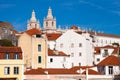 Panoramic view of the Alfama neighborhood in the city of Lisbon Royalty Free Stock Photo