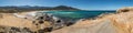 Panoramic view of Algajola beach and village in Corsica Royalty Free Stock Photo