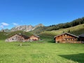 Panoramic view of Alpe Laguz, Vorarlberg, Austria. Royalty Free Stock Photo