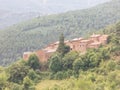 Panoramic view of the Alt Urgell mountain region and the village of Fornals, Catalan Pyrenees, Catalonia, Spain Royalty Free Stock Photo