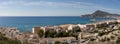 Panoramic view of Altea and its port with the `Sierra Helada` and Benidorm in the background. Alicante, Spain Royalty Free Stock Photo