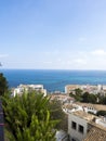 Panoramic view of Altea village from the viewpoint on a clear sky background