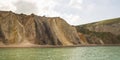 Panoramic view of alum bay on the coast of the isle of wight