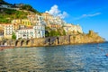 Panoramic view of Amalfi and the beach,Italy,Europe