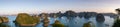 Panoramic view on amazing sunset at Ha Long Bay. South China Sea, Vietnam, Asia Royalty Free Stock Photo