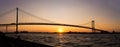 Panoramic view of Ambassador Bridge connecting Windsor, Ontario Royalty Free Stock Photo