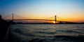 Panoramic view of Ambassador Bridge connecting Windsor, Ontario Royalty Free Stock Photo