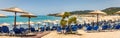 Panoramic view of the Ammolofoi beach neear Kavala city, Northern Greece Royalty Free Stock Photo