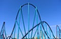 Panoramic view of amusement Mako and Kraken Rollercoasters in Seaworld Theme Park.