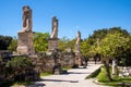 Panoramic view of ancient Athenian Agora archeological area with Odeon of Agrippa and Gymnasium ruins in Athens, Greece