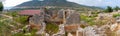 Panoramic view of ancient bath ruins in Andriake Ancient City.