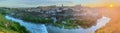 Panoramic view of ancient city and Alcazar on a hill over the Tagus River, Castilla la Mancha, Toledo, Spain Royalty Free Stock Photo