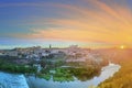 Panoramic view of ancient city and Alcazar on a hill over the Tagus River, Castilla la Mancha, Toledo, Spain Royalty Free Stock Photo