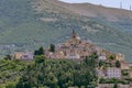 Panoramic view of the ancient hilltop village of Trevi, Perugia, Umbria, Italy