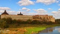 Panoramic view of ancient Medzhybizh castle. Fortress built as a bulwark against Ottoman expansion in the 1540s. Medzhybizh Royalty Free Stock Photo