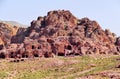 Panoramic View Ancient Nabataean Tombs in Petra, Jordan