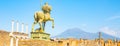 Panoramic view of ancient Pompeii city and Vesuvius volcano, Italy