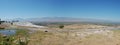 Panoramic view of the ancient Roman baths of Pamukkale (Turkey). Near the Roman ruins of Hierapolis