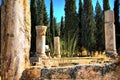 Panoramic view of the ancient Roman ruins of Hierapolis (Anatolia Turkey). Necropolis. Tombs