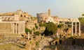 Panoramic view of Ancient Rome ruins. Cityscape skyline of landmarks of Rome famous travel destinations of Italy Royalty Free Stock Photo