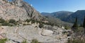 Panoramic view of Ancient theater in Delphi, Greece in a summer day Royalty Free Stock Photo