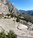 Panoramic view of Ancient theater in Delphi, Greece in a summer day Royalty Free Stock Photo