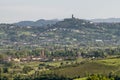 Panoramic view of the ancient village of San Miniato in the province of Pisa, Italy, seen from Cerreto Guidi, Florence Royalty Free Stock Photo