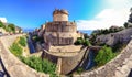 Panoramic view of the ancient walls of Dubrovnik fortress.