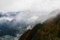 Panoramic view of the Andes in mist. Peru. South America. No people. Royalty Free Stock Photo