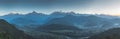 Panoramic view on Annapurna mountain range at sunset Royalty Free Stock Photo