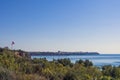 Panoramic view on Antalya city, old town Kaleici and Mediterranean Sea from the Beach park. Antalya, Turkey Royalty Free Stock Photo