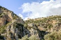 Panoramic view on antique roman theater in Demre. The ancient city of Myra, Lycia region, Turkey Royalty Free Stock Photo