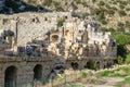 Panoramic view on antique roman theater in Demre. The ancient city of Myra, Lycia region, Turkey Royalty Free Stock Photo