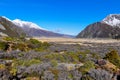 Panoramic view in Aoraki/Mount Cook National Park, New Zealand Royalty Free Stock Photo