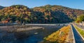 Panoramic view of Arashiyama in autumn season.