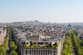 Panoramic View from Arc de Triomphe Notheast to Sacre Coeur Church, Paris Royalty Free Stock Photo