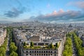 Panoramic View from Arc de Triomphe Notheast to Sacre Coeur Church, Paris Royalty Free Stock Photo