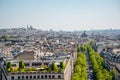 Panoramic View from Arc de Triomphe Notheast to Sacre Coeur Church, Paris Royalty Free Stock Photo