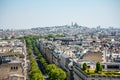 Panoramic View from Arc de Triomphe Notheast to Sacre Coeur Church, Paris Royalty Free Stock Photo