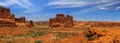 Panoramic view of Arches national park at court house towers Royalty Free Stock Photo