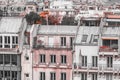 Panoramic view of architectural details of houses in Paris