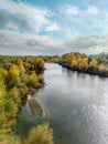 Panoramic view of Ardas river near to Kastanies and Orestiada Evros Greece Royalty Free Stock Photo