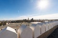 Panoramic view from Ark fortress to the Po-i-Kalyan complex, Bukhara, Uzbekistan