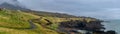 Panoramic view of Arnarstapi landscape in Selflessness peninsula, Iceland Royalty Free Stock Photo