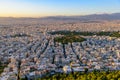 Panoramic view of Athens city from Lykavittos Hill at sunset time Royalty Free Stock Photo